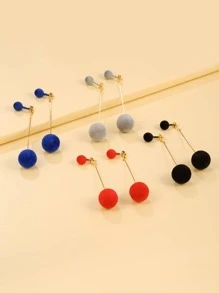 4 pares pendientes con bola redonda - Multicolor - Ver 2