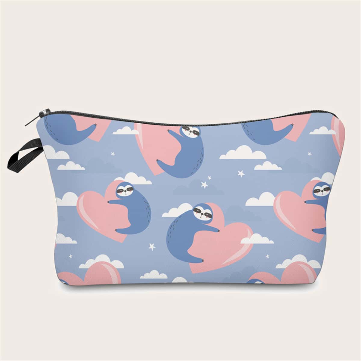 

Sloth & Heart Print Makeup Bag, Multicolor