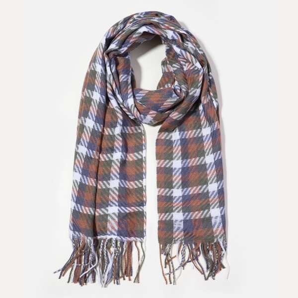 

Fringe Hem Plaid Scarf, Multicolor