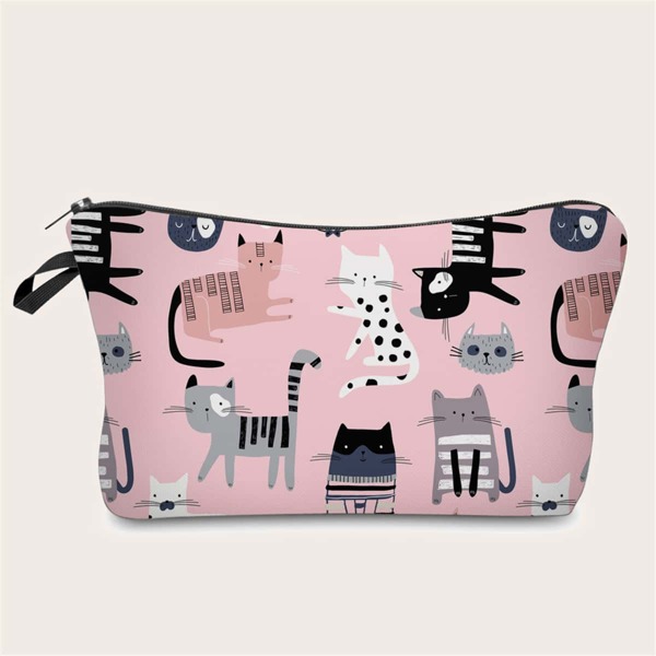 

Cat Print Makeup Bag, Multicolor