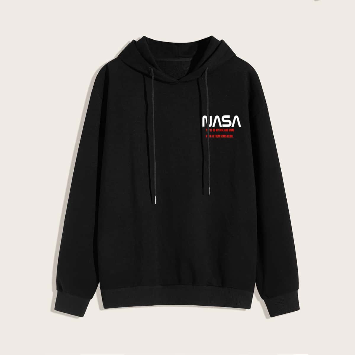 

Guys Letter Drawstring Hoodie, Black