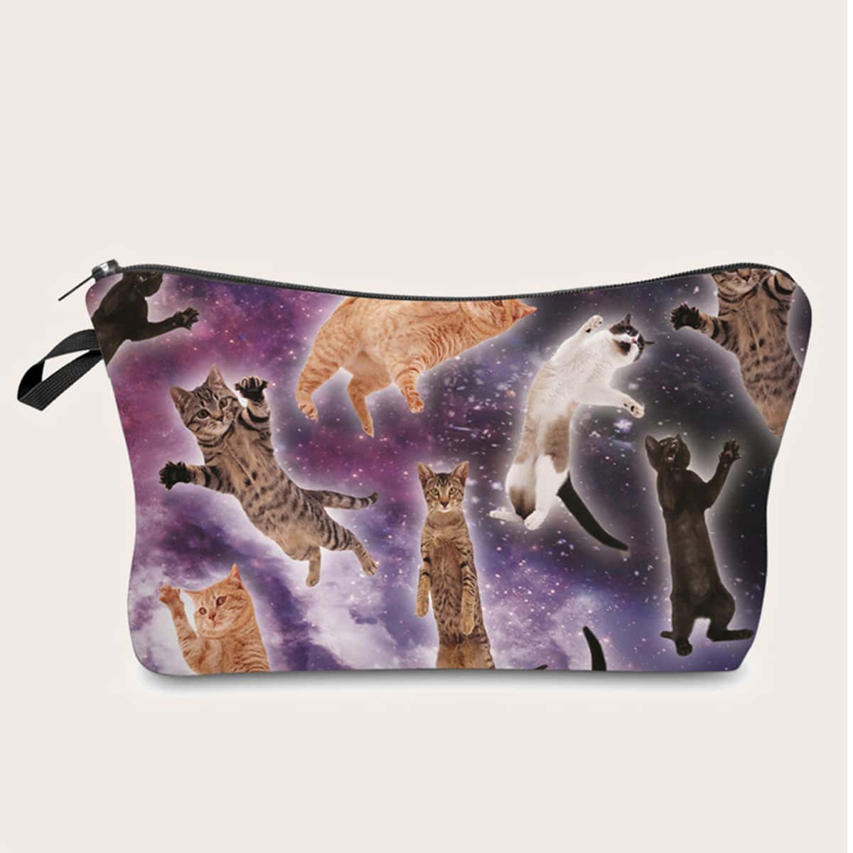 

Cat & Galaxy Print Makeup Bag, Multicolor