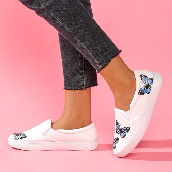 

Butterfly Graphic Slip On Sneakers, Blue