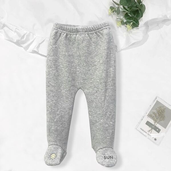 

Baby Girl Sun And Letter Graphic Footed Pants, Grey