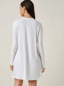 SHEIN BASICS Vestido camiseta unicolor - Blanco - Ver 2