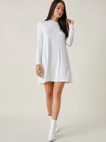 SHEIN BASICS Vestido camiseta unicolor - Blanco - Ver 5