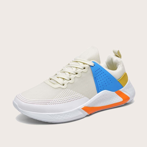 

Men Color Block Lace-up Front Sneakers, Khaki