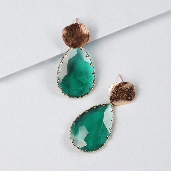 

Crystal Water Drop Earrings, Green