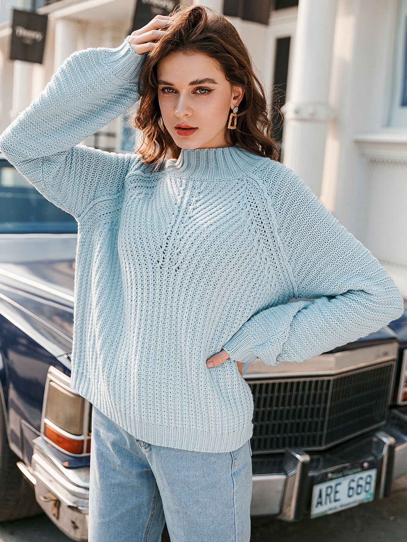 Raglan Sleeve Solid Sweater thumbnail