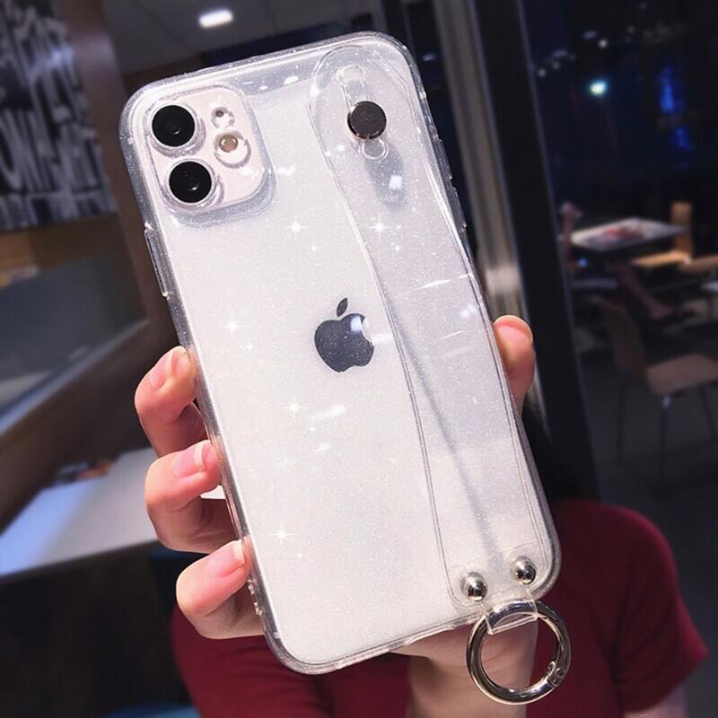 

Glitter Hand Strap iPhone Case, Clear