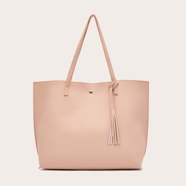 

Tassel Decor Large Capacity Tote Bag, Apricot