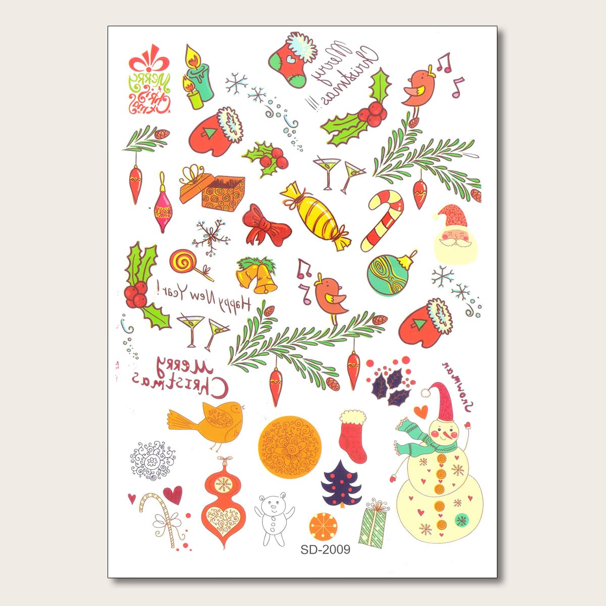 

1sheet Christmas Pattern Tattoo Sticker, Multicolor