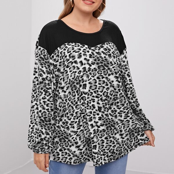 

Plus Leopard Print Drop Shoulder Tee, Multicolor