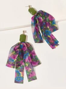 印花圍巾吊墜耳墜