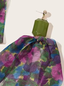 印花圍巾吊墜耳墜