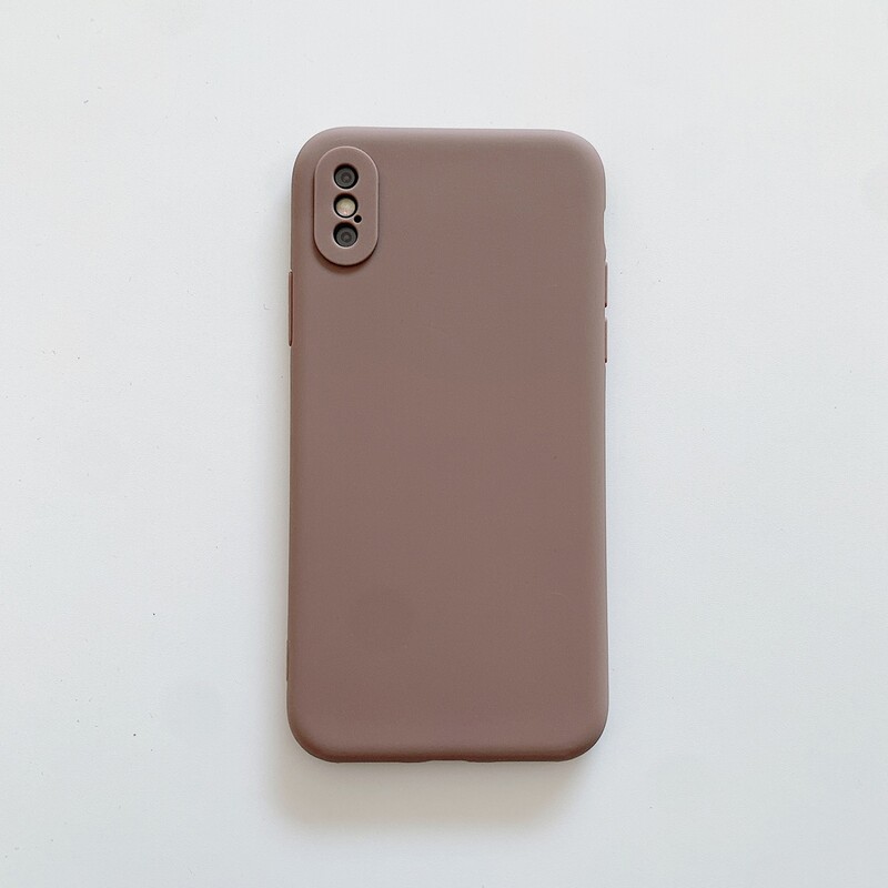 

1pc Solid iPhone Case, Coffee brown