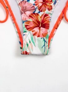 Conjunto de bikini de flores con lazo lateral, ideal para playa de verano - Multicolor - Ver 7