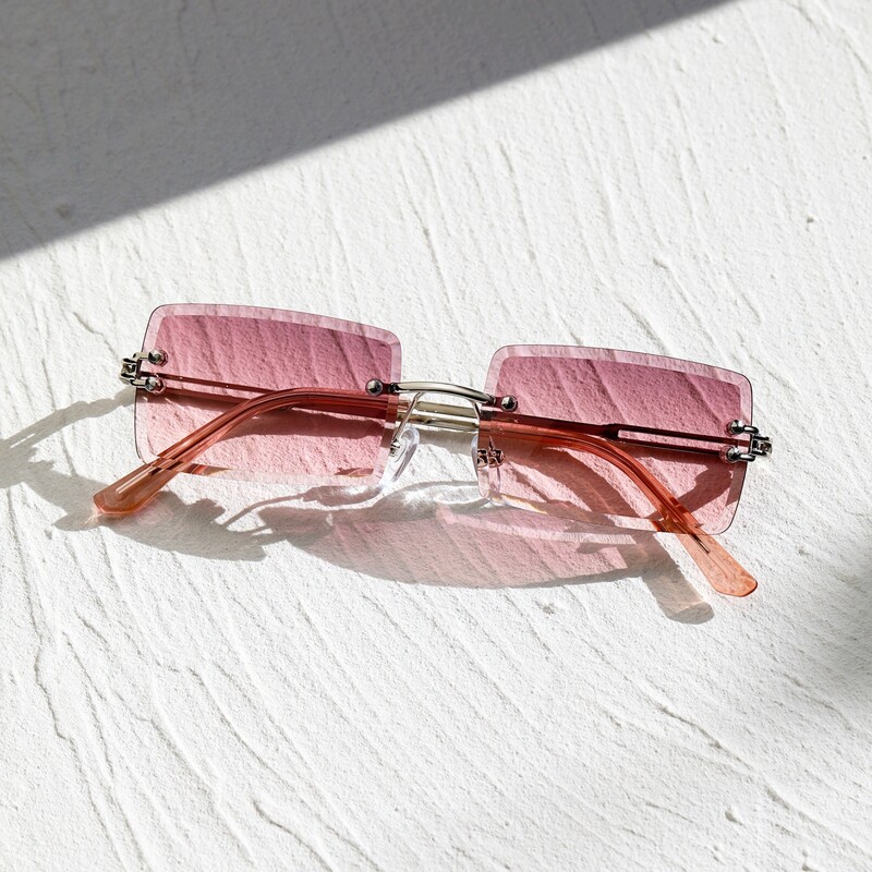 

Guys Square Rimless Sunglasses, Purple