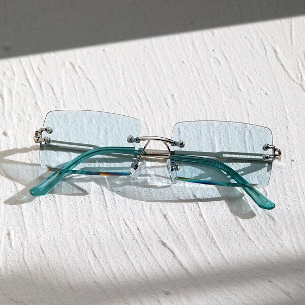 

Men Square Rimless Sunglasses, Baby blue