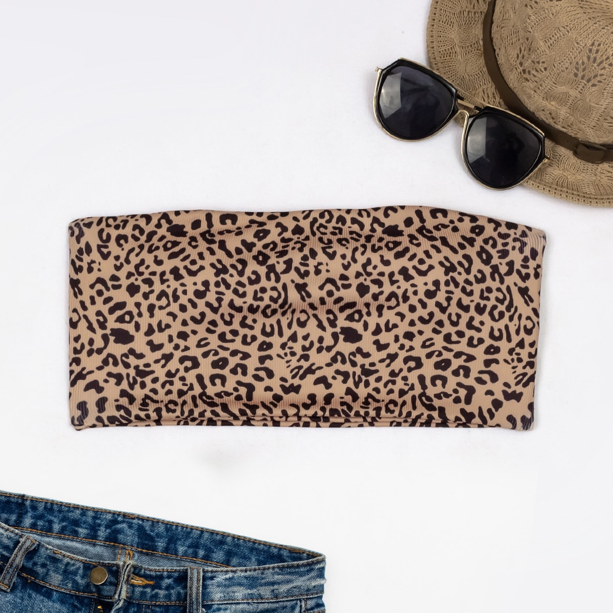 Image of Allover Graphic Bandeau Bikini Top