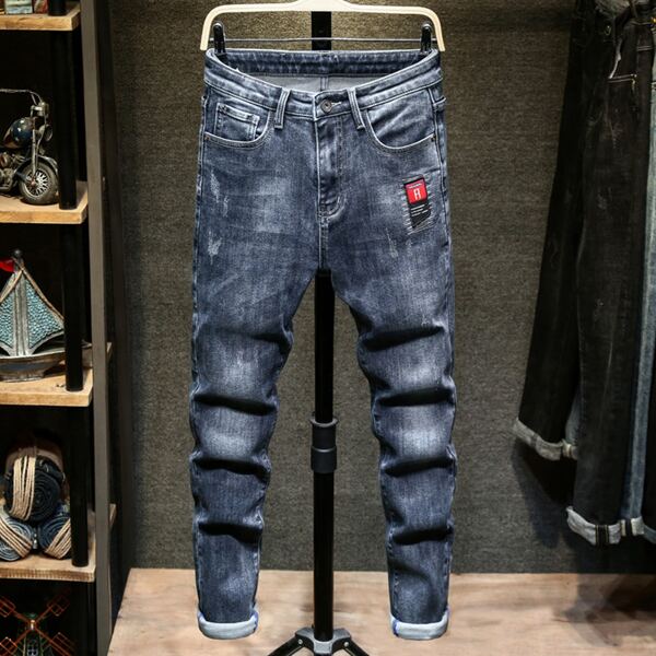 

Men Letter Patched Washed Jeans, Dark wash