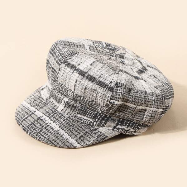 

Plaid Pattern Bakerboy Cap, Multicolor