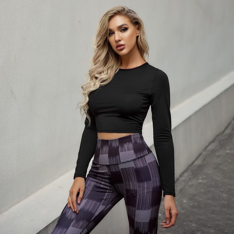 

Solid Tie Back Crop Sports Tee, Black