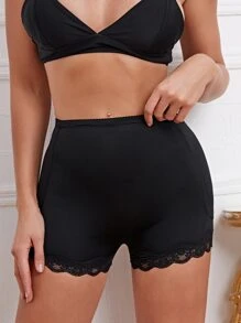 蕾絲邊塑形內褲 - 黑色 - 查看 2