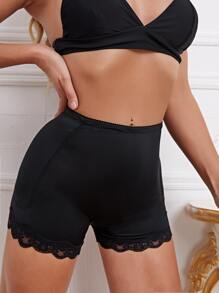 蕾絲邊塑形內褲 - 黑色 - 查看 4