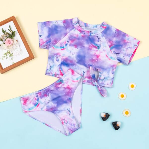 

Girls Allover Print Bikini Swimsuit, Multicolor