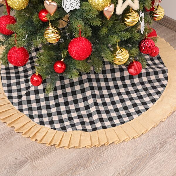 

1pc Gingham Pattern Christmas Tree Skirt, Multicolor