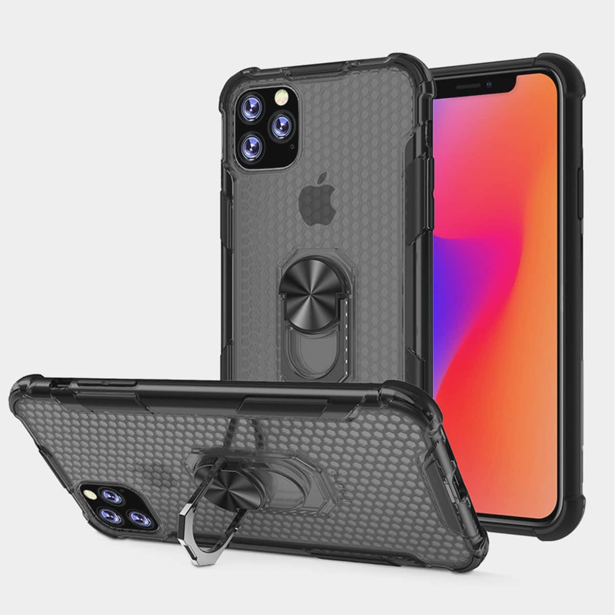 

Transparent iPhone Case With Ring Holder, Black