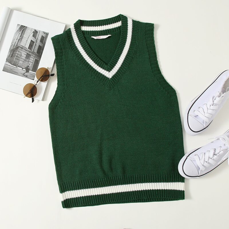 

V Neck Cricket Sweater Vest, Dark green