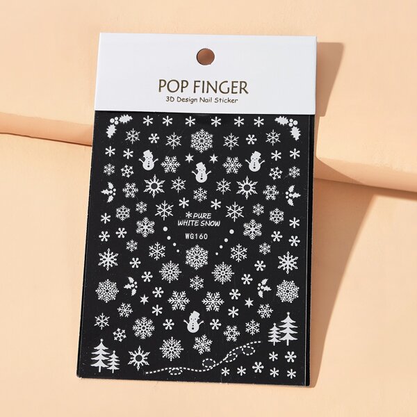 

1sheet Christmas Snowflake Pattern Nail Art Sticker, White