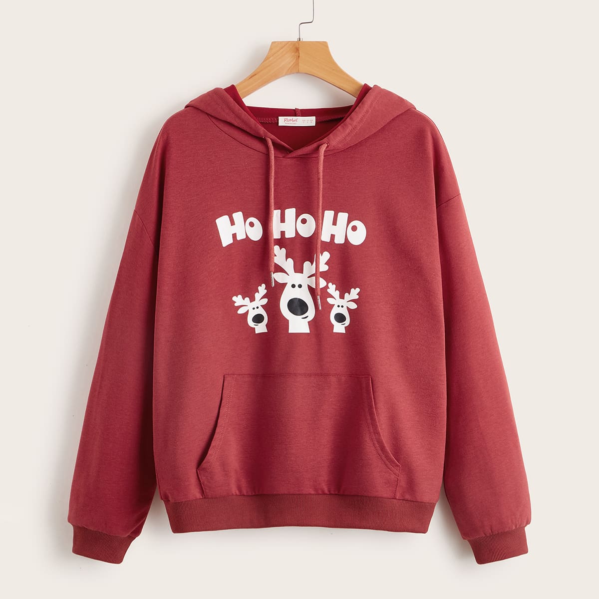

Christmas Letter Deer Graphic Hoodie, Red