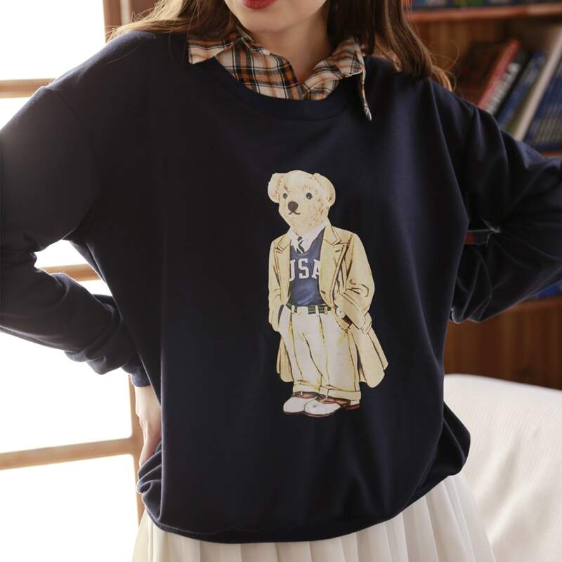 

Bear Pattern Sweatshirt, Navy blue
