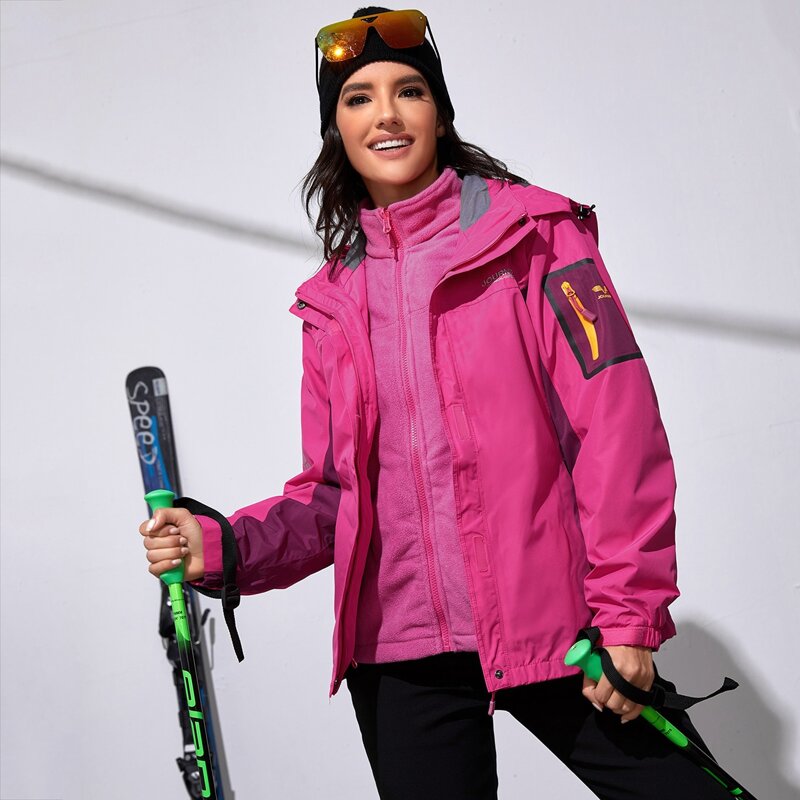 

Waterproof Hooded Jacket With Detachable Liner, Hot pink