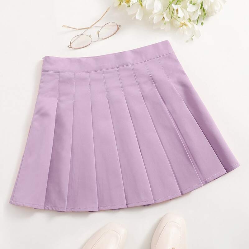

Solid Pleated Skirt, Lilac purple