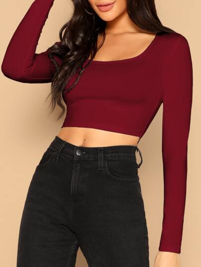 Solid Fitted Crop Top