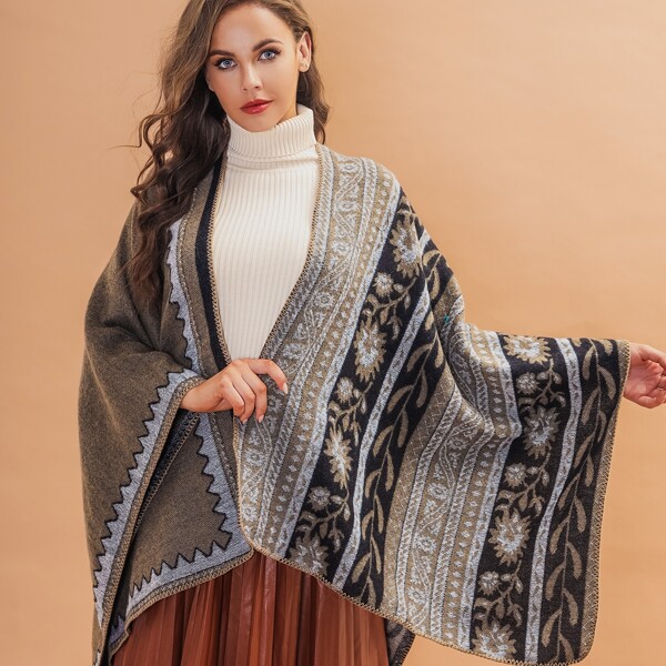

Tribal Fringe Hem Scarf, Multicolor
