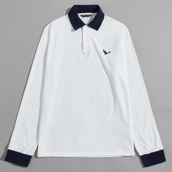 

Men Animal Print Detail Polo Shirt, White