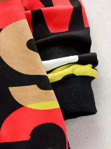 SHEIN 男童字母圖形運動衫和慢跑褲 - 彩色 - 查看 4