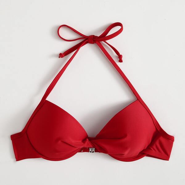 

Twist Push Up Bikini Top, Red
