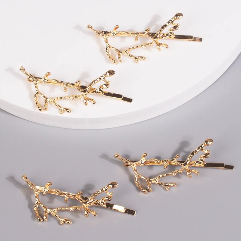 

4pcs Branch Hair Clip, Gold