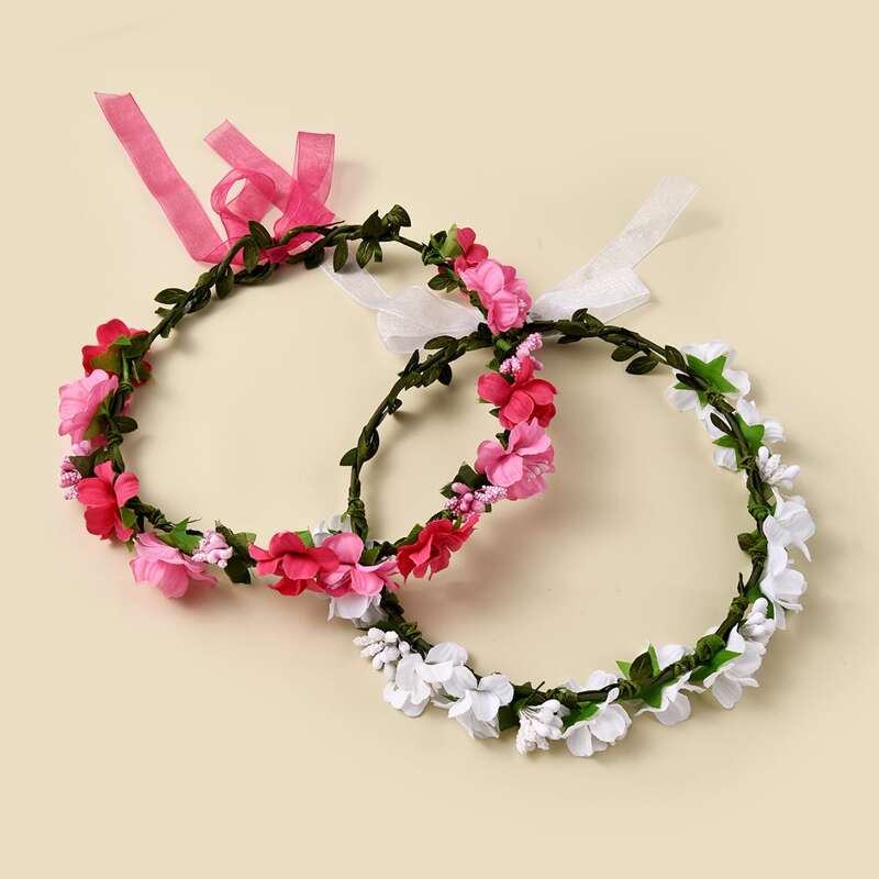 

2pcs Floral Hair Garland, Multicolor
