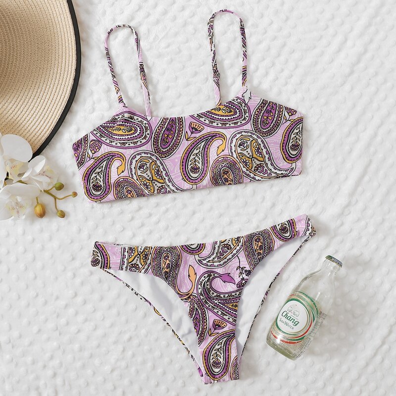 

Paisley Print Bikini Swimsuit, Multicolor