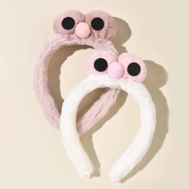 

2pcs Fluffy Eye Hair Hoop, Multicolor
