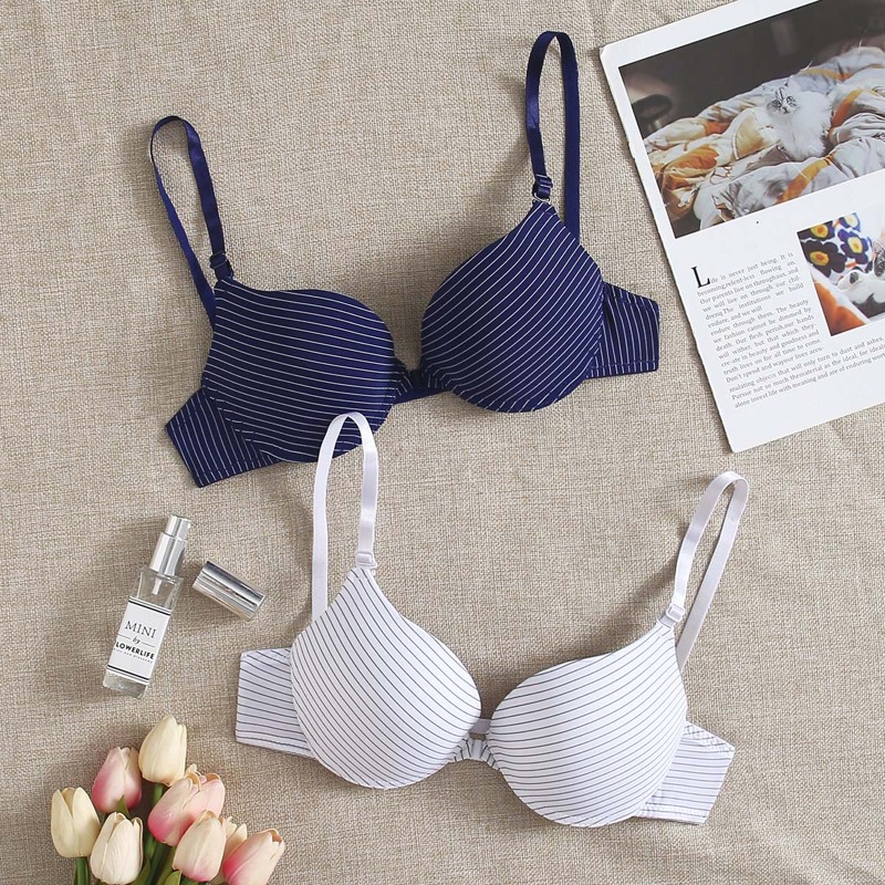 

2pack Striped Bra Set, Blue and white