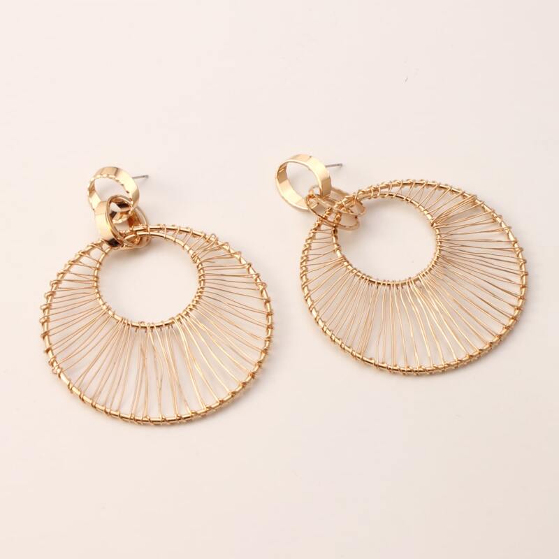 

Layered Ring Drop Earrings, Gold