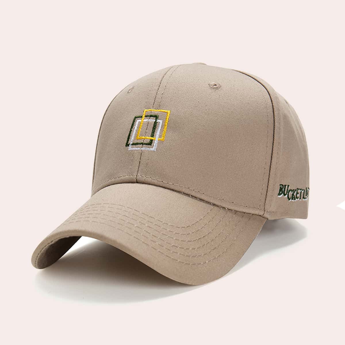 

Geo Embroidery Baseball Cap, Khaki
